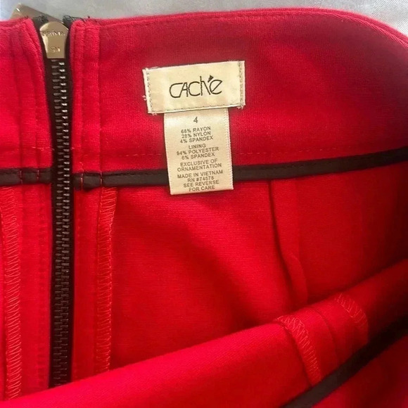 CACHE Size 4 Womens Red Back Zip Stretch A-Line Wrap Knitted Mini Skirt - Picture 2 of 5